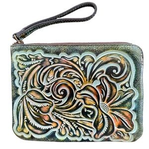 Patricia Nash Cassini Tooled Embossed Leather Wristlet